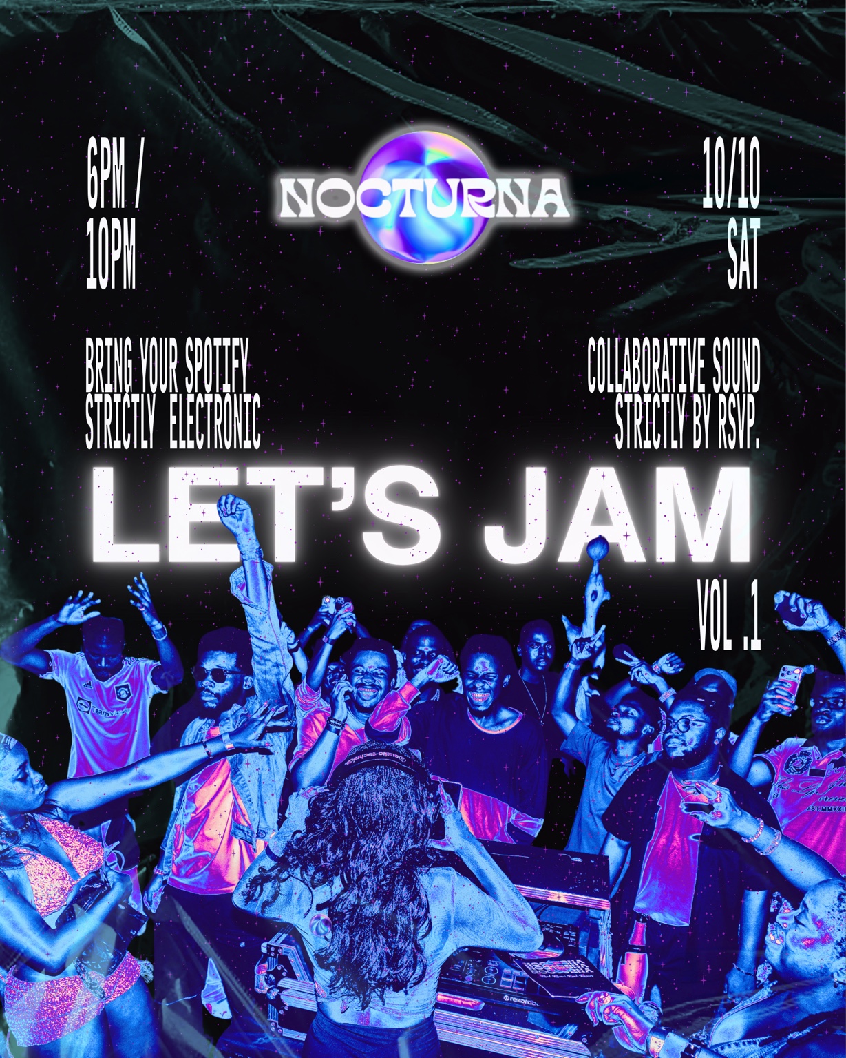Nocturna Let's Jam Vol. 1 poster, Saturday 10 October, 6 PM to 10 PM
